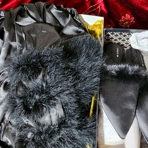 Catherine d'lish Beverly lounge suit with birdies dove mink slippers